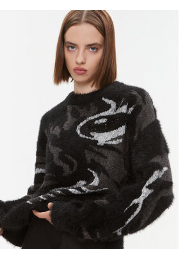 DKNY Sweter P3MSB00Z Czarny Regular Fit. Kolor: czarny. Materiał: syntetyk