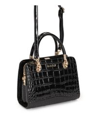 Kazar - Elegancka torebka kuferek z tłoczonej skóry. Kolor: czarny. Materiał: skórzane, z tłoczeniem. Styl: elegancki #2