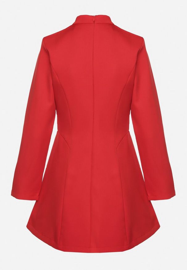 Born2be - Czerwona Taliowana Sukienka o Rozkloszowanym Dole Virvesa. Okazja: na co dzień. Kolor: czerwony. Styl: elegancki, casual