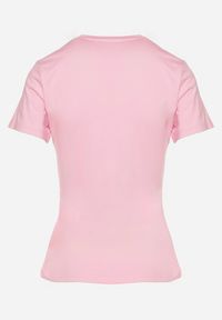 Born2be - Różowy Bawełniany T-shirt z Ozdobnym Nadrukiem Rionea. Okazja: na co dzień. Kolor: różowy. Materiał: bawełna. Wzór: nadruk. Styl: klasyczny, casual, elegancki #6