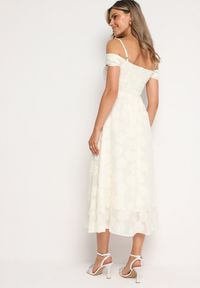 Born2be - Jasnobeżowa Rozkloszowana Sukienka na Regulowanych Ramiączkach o Taliowanym Kroju Umadea. Kolor: beżowy. Długość rękawa: na ramiączkach. Styl: elegancki #6