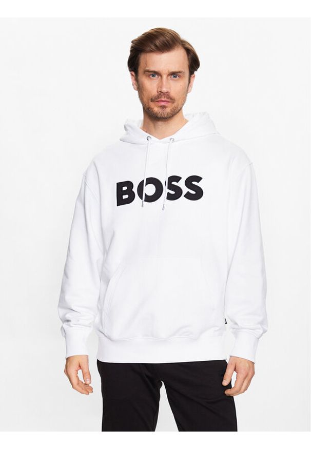 BOSS - Boss Bluza 50486243 Biały Regular Fit. Kolor: biały. Materiał: bawełna