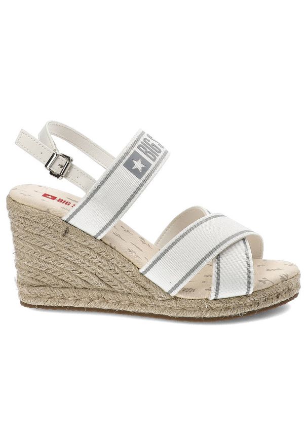 Big-Star - Białe Sandały Big Star Stylowe Espadryle Damskie. Kolor: biały. Materiał: materiał. Szerokość cholewki: normalna. Styl: elegancki