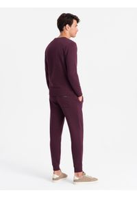 Ombre Clothing - Dresowy bawełniany komplet męski BASIC bluza nierozpinana + joggery – bordowy V3. Kolor: czerwony. Materiał: dresówka, bawełna. Wzór: jednolity #4