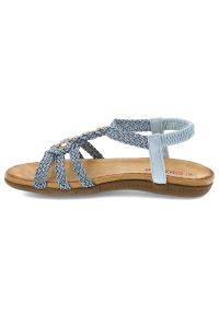 Niebieskie Sandały Artiker Modne Obuwie Damskie. Okazja: na spacer, na co dzień. Zapięcie: pasek. Kolor: niebieski. Wzór: aplikacja, kwiaty. Sezon: lato. Styl: casual, elegancki #4