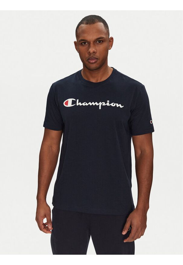 Champion T-Shirt 220256 Granatowy Standard Fit. Kolor: niebieski. Materiał: bawełna