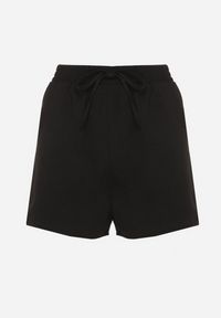 Born2be - Czarne Szorty z Wysokim Stanem i Wiązaniem Lunadria. Okazja: na co dzień. Stan: podwyższony. Kolor: czarny. Styl: elegancki, casual #2