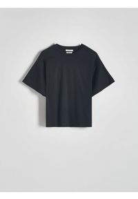 Reserved - T-shirt oversize z merceryzowanej bawełny - czarny. Kolor: czarny. Materiał: bawełna #1