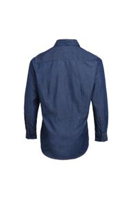 PREMIER - Męska Koszula Jeansowa Z Przeszyciami. Kolor: niebieski. Materiał: jeans