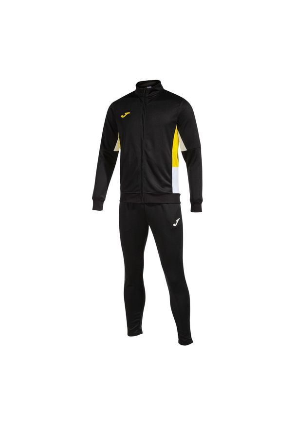 Dziecięcy dres Joma Danubio II. Kolor: żółty, czarny, wielokolorowy. Materiał: dresówka. Styl: elegancki, sportowy