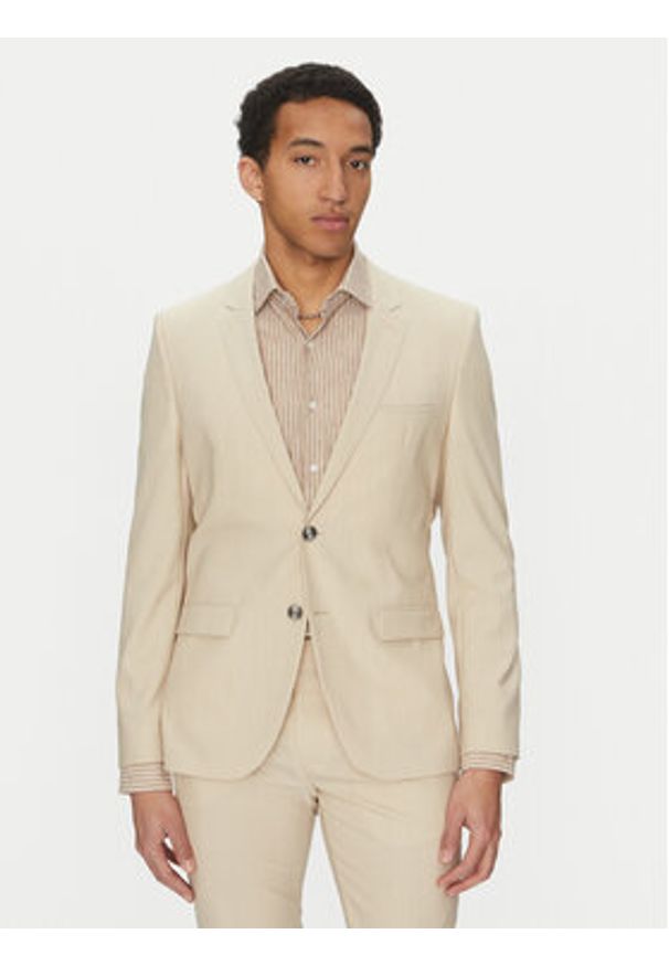 Hugo - HUGO Garnitur Arti/Hesten232X 50540341 Beżowy Extra Slim Fit. Kolor: beżowy. Materiał: syntetyk