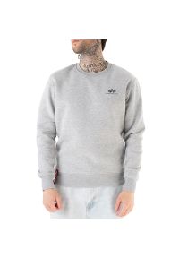 Bluza Alpha Industries Basic Sweater Small Logo 18830717 - szara. Okazja: na co dzień. Typ kołnierza: bez kaptura. Kolor: szary. Materiał: bawełna, materiał, elastan. Wzór: nadruk, aplikacja. Styl: casual, klasyczny