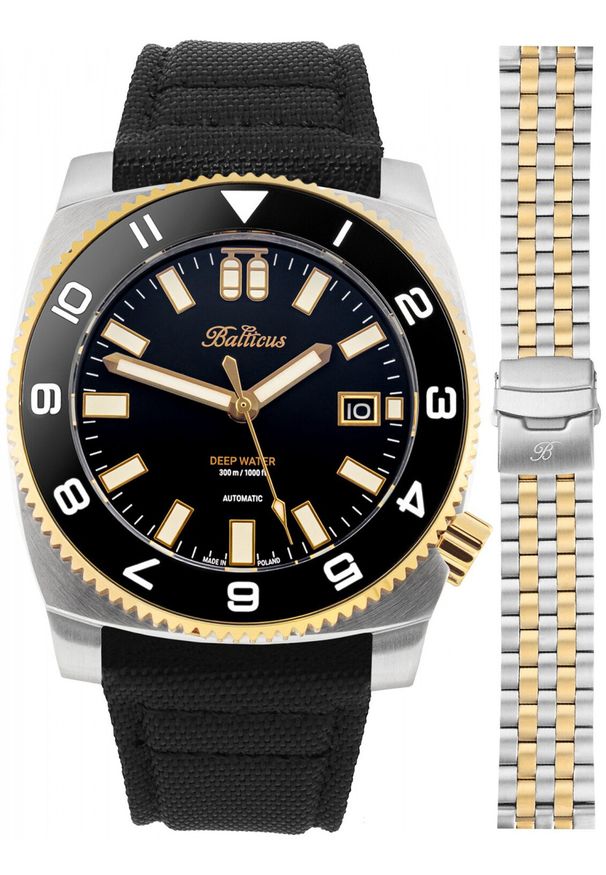 BALTICUS - Zegarek męski Balticus BAL-DWBBC-P czarny. Kolor: czarny