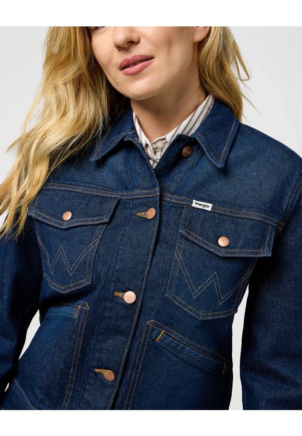 Wrangler - DAMSKA KURTKA JEANSOWA WRANGLER HERITAGE JACKET WHIRLPOOL 112373035. Materiał: jeans