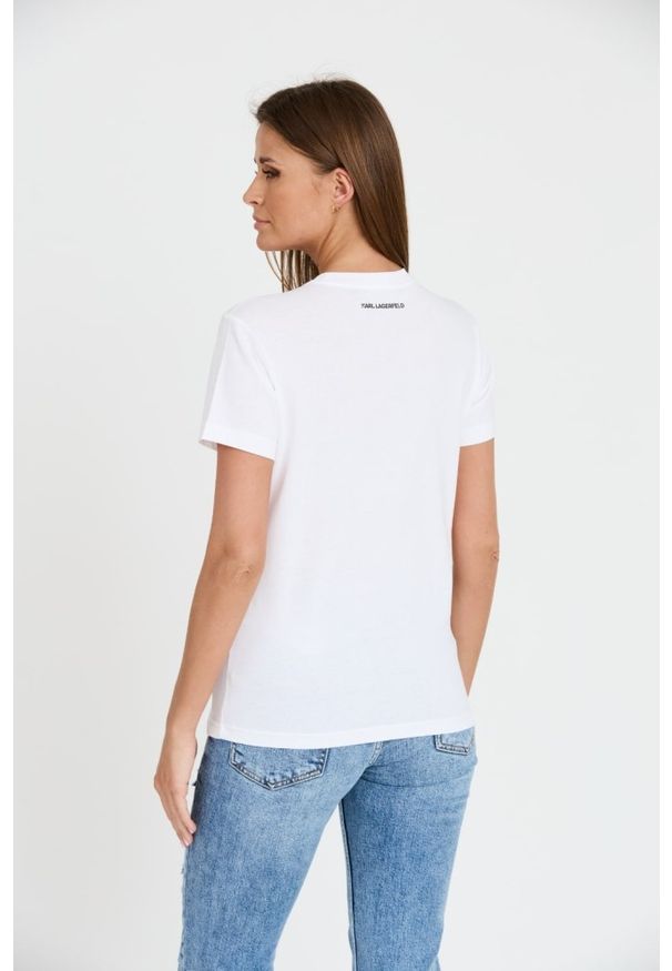 Karl Lagerfeld - KARL LAGERFELD Biały damski t-shirt Ikonik 2.0, Rozmiar XS. Kolor: biały