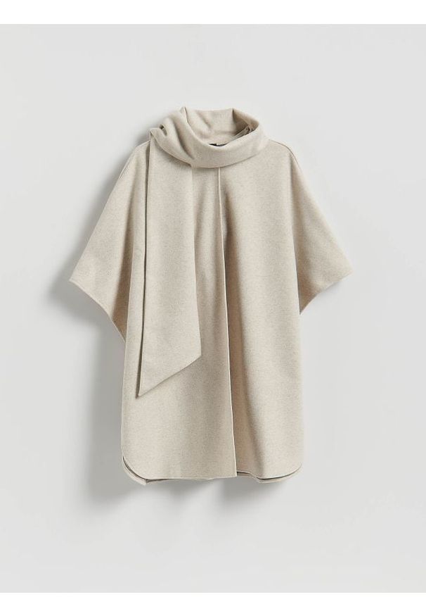 Reserved - Ponczo z szalowym kołnierzem - beżowy. Kolor: beżowy