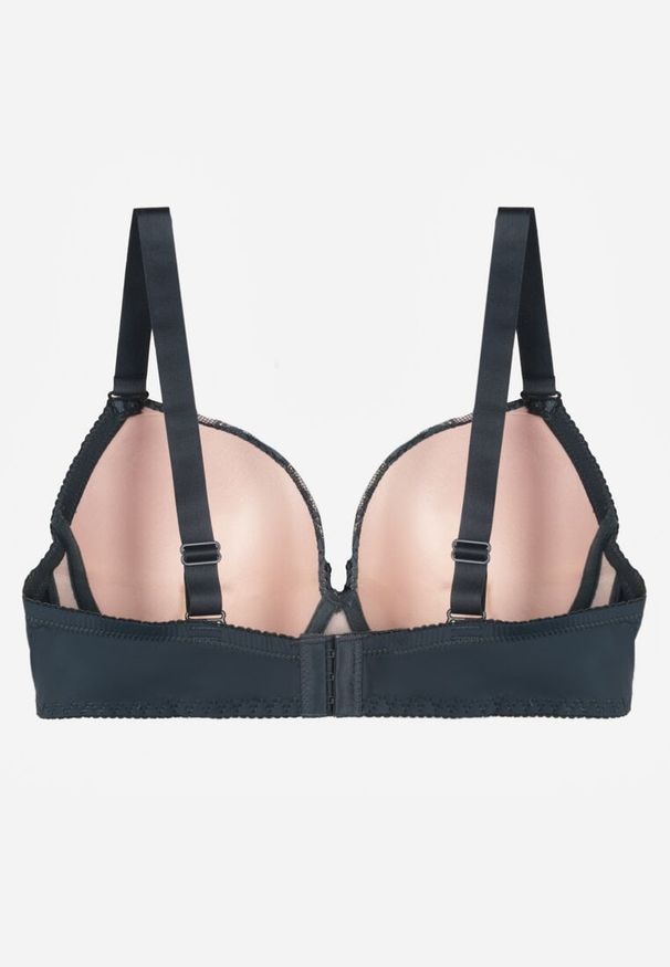 Renee - Ciemnozielony Biustonosz z Koronką i Cyrkoniami Himelodia. Kolor: zielony. Materiał: koronka. Wzór: koronka