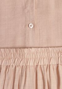 Born2be - Beżowy Komplet z Wiskozy Koszula i Spodnie Sesanila. Kolor: beżowy. Materiał: wiskoza. Wzór: kolorowy #3