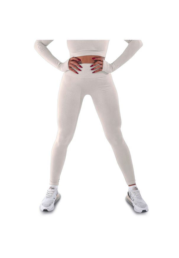R-EVENGE - Techniczne legginsy z efektem push-up i idealną sylwetką.. Kolor: biały. Materiał: elastan. Sport: fitness