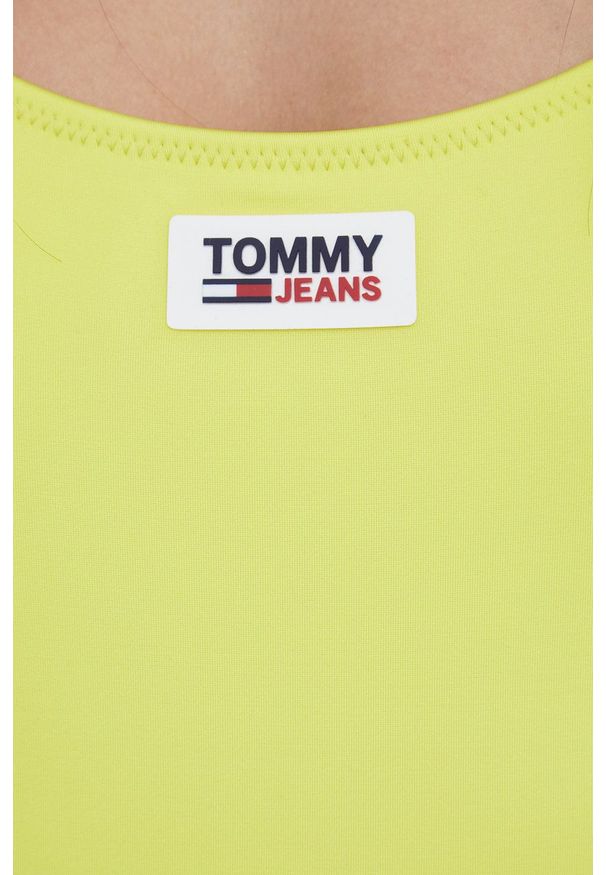 TOMMY HILFIGER - Tommy Hilfiger jednoczęściowy strój kąpielowy kolor żółty miękka miseczka. Kolor: żółty. Materiał: poliester, materiał