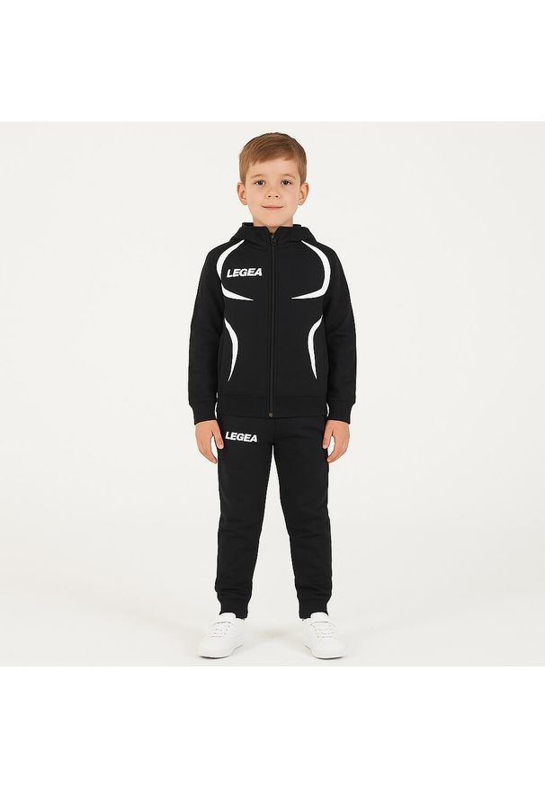 LEGEA - Komplet dresowy dla chłopca TUNISIA JR. Okazja: na uczelnię. Kolor: czarny, wielokolorowy, biały. Materiał: dresówka. Długość: długie. Styl: sportowy