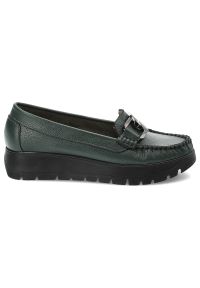 Zielone Stylowe Mokasyny Armodo Modne Obuwie Damskie. Okazja: na co dzień, na spotkanie biznesowe. Zapięcie: klamry. Kolor: zielony. Materiał: skóra. Styl: elegancki #3