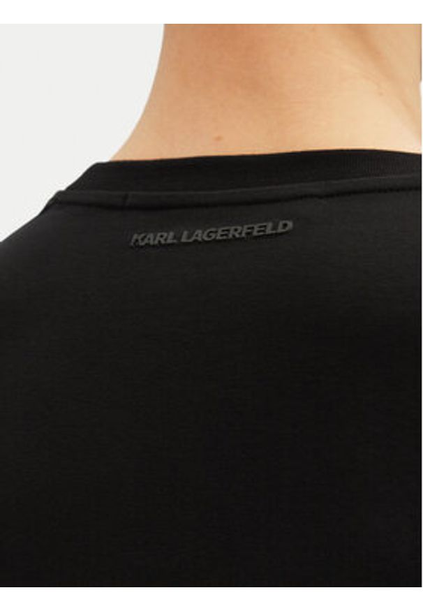 Karl Lagerfeld - KARL LAGERFELD T-Shirt 755053 552221 Czarny Regular Fit. Typ kołnierza: dekolt w karo. Kolor: czarny. Materiał: bawełna