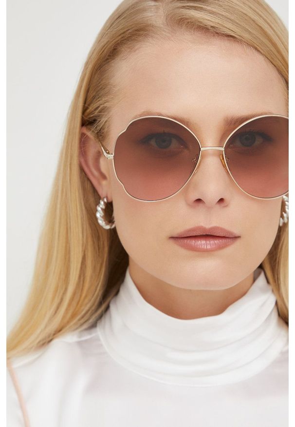 Chloe - Chloé okulary przeciwsłoneczne damskie kolor złoty. Kształt: okrągłe. Kolor: złoty