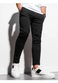 Ombre Clothing - Spodnie męskie dresowe P1004 - czarne - L. Kolor: czarny. Materiał: dresówka. Styl: klasyczny #1