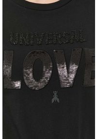 Patrizia Pepe t-shirt bawełniany kolor czarny. Okazja: na co dzień. Kolor: czarny. Materiał: bawełna. Długość rękawa: krótki rękaw. Długość: krótkie. Wzór: aplikacja. Styl: casual #5