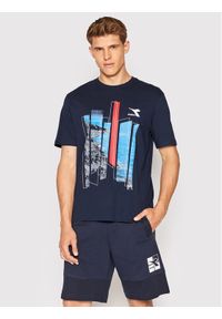 Diadora T-Shirt Ss Shore 102.178172 Granatowy Regular Fit. Kolor: niebieski. Materiał: bawełna