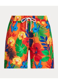 Ralph Lauren - RALPH LAUREN - Spodenki kąpielowe w hawajski wzór Traveller. Kolor: pomarańczowy. Materiał: tkanina, mesh. Wzór: aplikacja #5