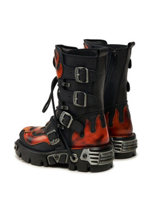 NEW ROCK Glany M-107-S1 Czarny. Kolor: czarny. Materiał: skóra. Styl: rockowy