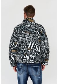 Just Cavalli - JUST CAVALLI Czarna męska kurtka Print Lettering, Rozmiar 50. Kolor: czarny. Wzór: nadruk