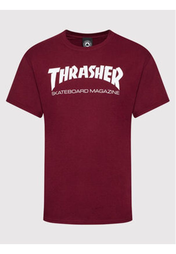 Thrasher T-Shirt Skatemag Bordowy Regular Fit. Kolor: czerwony. Materiał: bawełna