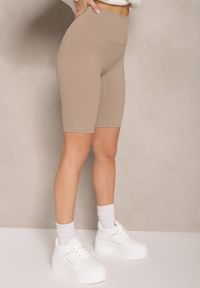 Renee - Beżowe Szorty Kolarki High Waist Basalla. Okazja: na co dzień. Stan: podwyższony. Kolor: beżowy. Sezon: lato. Styl: casual #3