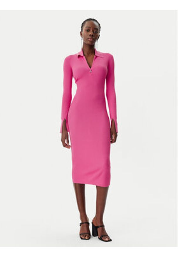 Patrizia Pepe Sukienka dzianinowa 8A1491/K078-R846 Różowy Slim Fit. Kolor: różowy. Materiał: wiskoza