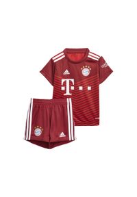 Adidas - Zestaw dziecięcy fc Bayern Munich domicile 2021/22. Kolor: czerwony. Materiał: jersey. Sport: piłka nożna