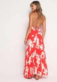 Born2be - Czerwona Rozkloszowana Sukienka z Wiskozy na Ramiączkach w Kwiaty Nansora. Okazja: na co dzień. Kolor: czerwony. Materiał: wiskoza. Długość rękawa: na ramiączkach. Wzór: kwiaty. Styl: casual, elegancki #6