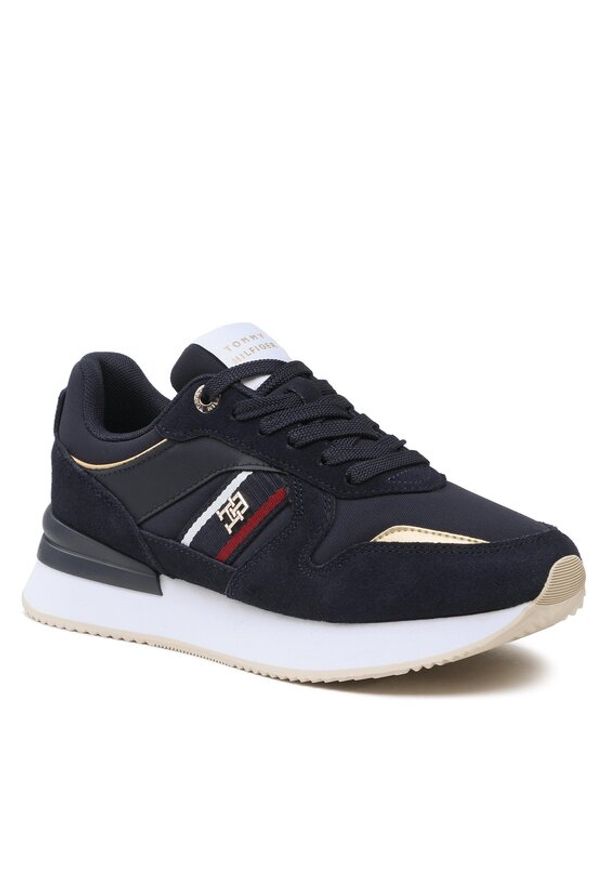 TOMMY HILFIGER - Tommy Hilfiger Sneakersy Corp Webbing Runner FW0FW07383 Granatowy. Kolor: niebieski. Materiał: skóra, zamsz