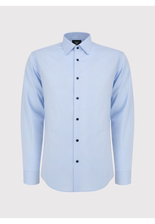 Pako Lorente - PAKO LORENTE – Gładka bawełniana koszula męska długi rękaw. Okazja: na spotkanie biznesowe. Materiał: bawełna. Długość rękawa: długi rękaw. Długość: długie. Wzór: gładki. Styl: biznesowy