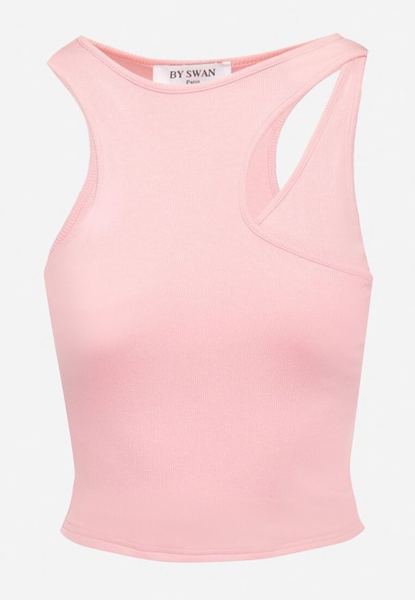 Born2be - Różowy Bawełniany Top z Ozdobnym Wycięciem Sallire. Kolor: różowy. Materiał: bawełna