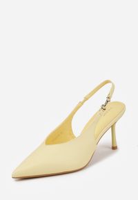 Renee - Żółte Szpilki Slingback VICES z Cholewką z Wycięciem V Natonale. Zapięcie: bez zapięcia. Kolor: żółty. Materiał: koronka. Szerokość cholewki: normalna. Obcas: na szpilce #8