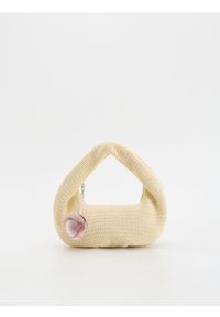 Reserved - Szydełkowana torebka z zawieszką - złamana biel #1
