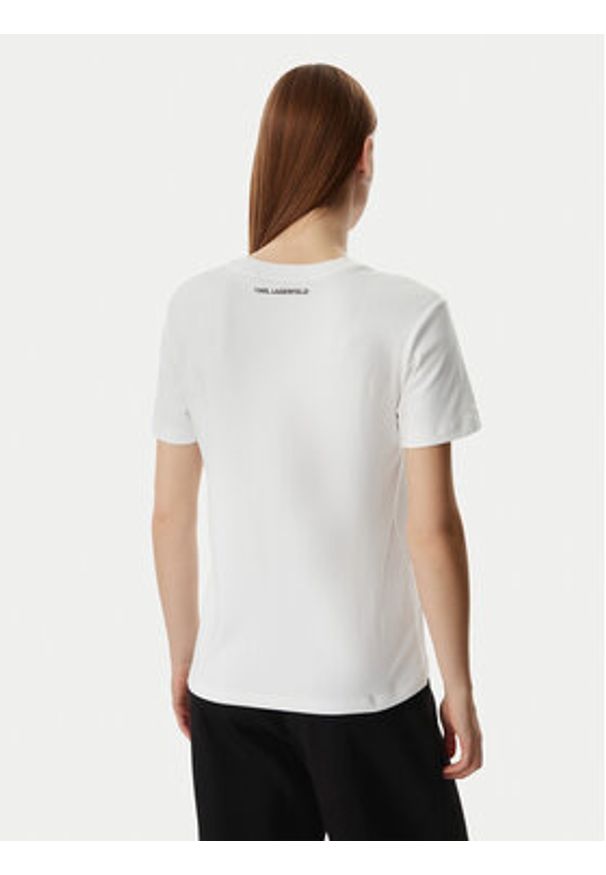 Karl Lagerfeld - KARL LAGERFELD T-Shirt A3W17077 Biały Regular Fit. Typ kołnierza: dekolt w karo. Kolor: biały. Materiał: bawełna