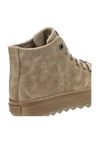 Big-Star - Beżowe Sneakersy Big Star Damskie Stylowe Obuwie. Okazja: na co dzień. Wysokość cholewki: przed kolano. Zapięcie: sznurówki. Kolor: beżowy. Materiał: guma, skóra ekologiczna. Szerokość cholewki: normalna. Sezon: jesień. Sport: turystyka piesza