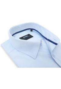 Mmer / Villaro - Koszule męskie - Błękitna koszula z wodoodpornej tkaniny C307. Kolor: niebieski. Materiał: tkanina. Długość: długie. Styl: elegancki #1