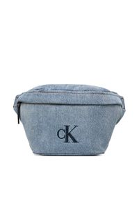 Saszetka nerka Calvin Klein. Kolor: niebieski. Materiał: denim