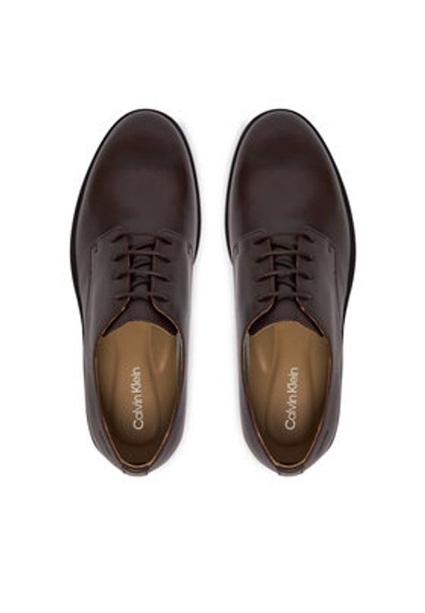 Calvin Klein Półbuty Ess Rubber Derby Lth HM0HM02056 Brązowy. Kolor: brązowy. Materiał: skóra