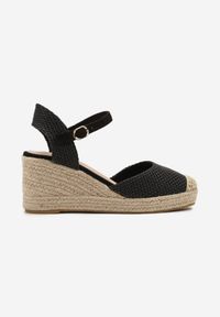 Renee - Czarne Sandały Typu Espadryle na Koturnie z Plecionki Renaelle. Okazja: na co dzień, na imprezę. Kolor: czarny. Obcas: na koturnie. Styl: klasyczny, casual, elegancki #5